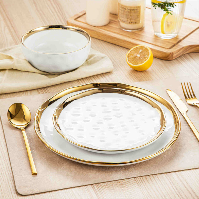 LOVECASA Gold Trim 12 Piece Dinnerware Set - Image 6