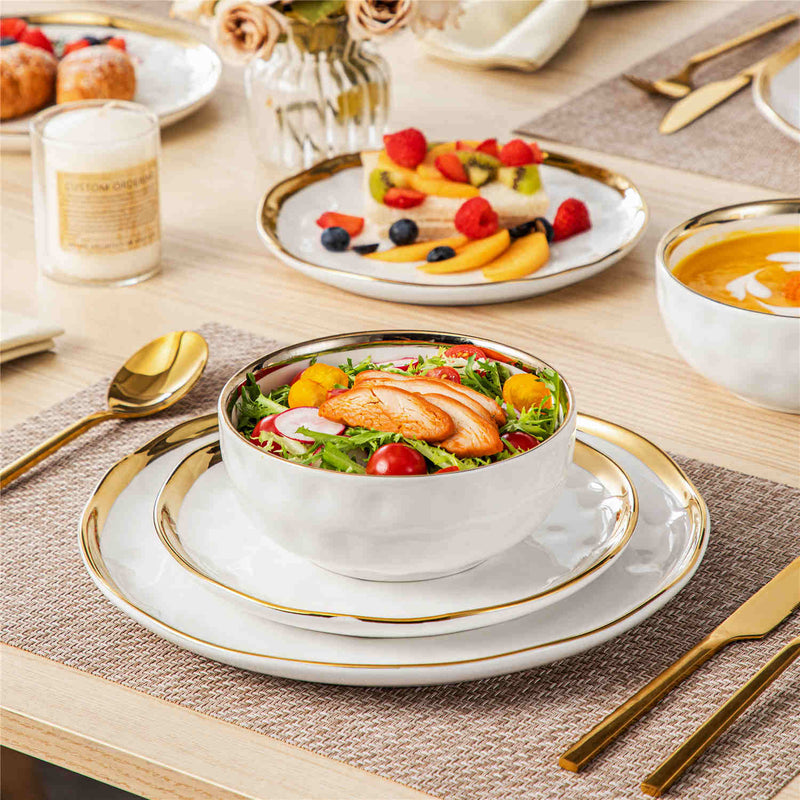 LOVECASA Gold Trim 12 Piece Dinnerware Set - Image 3