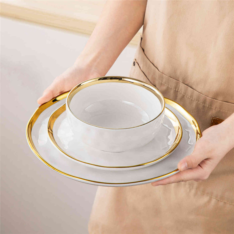 LOVECASA Gold Trim 12 Piece Dinnerware Set - Image 5