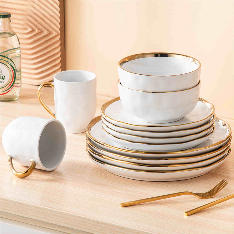 LOVECASA Gold Trim 16 Piece Dinnerware Set - Image 4