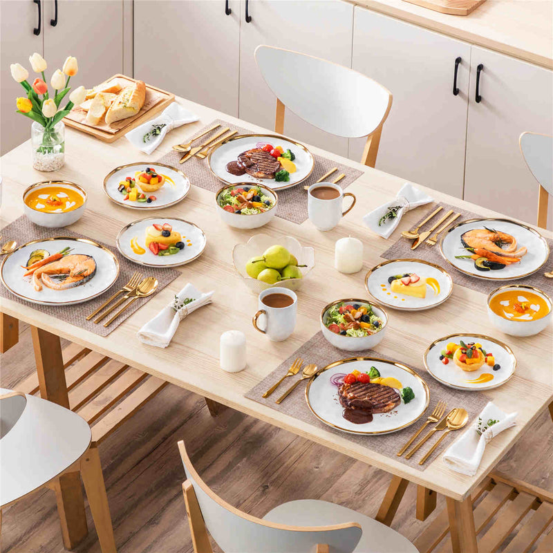 LOVECASA Gold Trim 16 Piece Dinnerware Set - Image 6