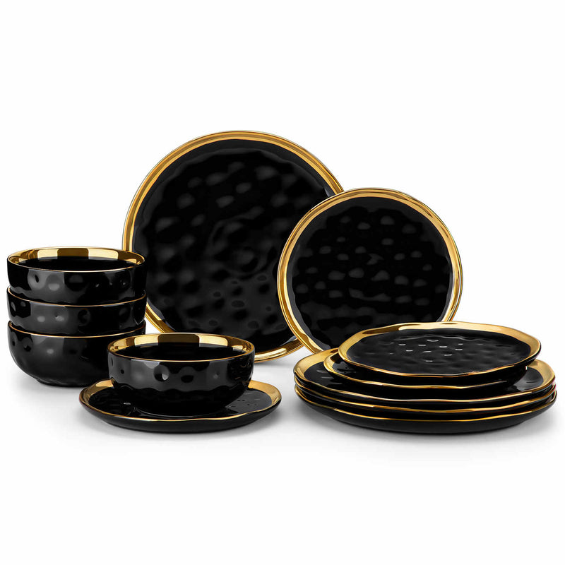 LOVECASA Gold Trim 12 Piece Dinnerware Set - Image 7