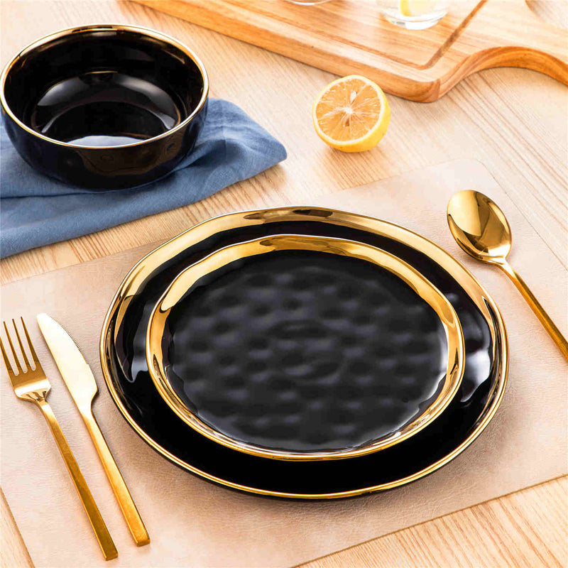 LOVECASA Gold Trim 12 Piece Dinnerware Set - Image 12