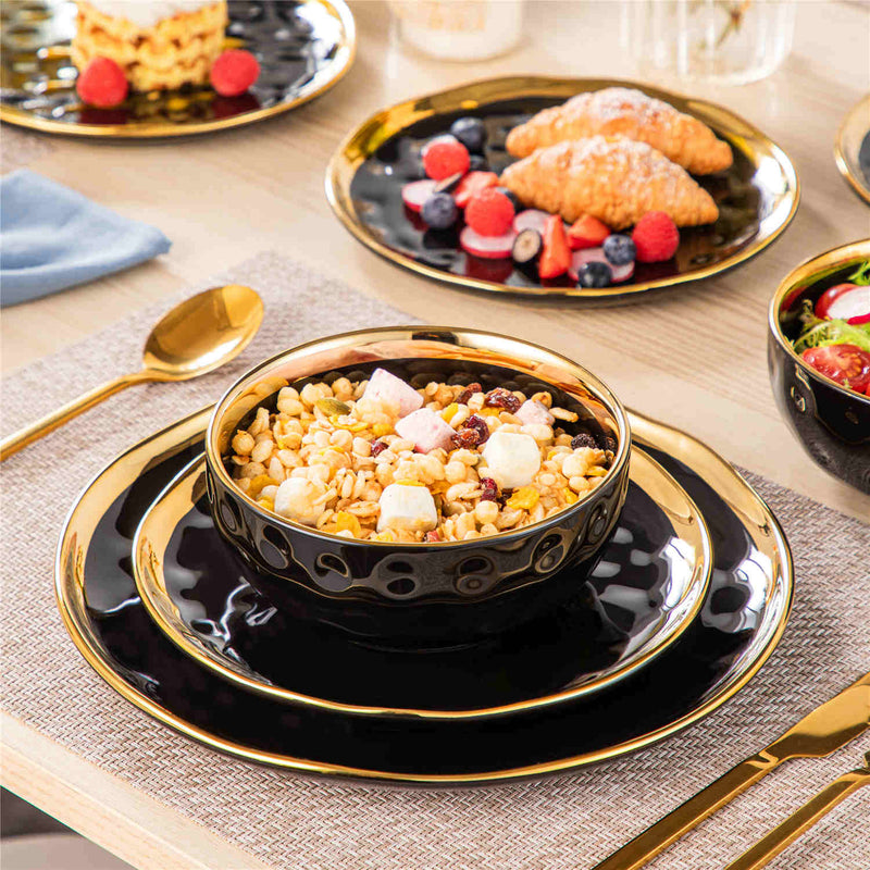 LOVECASA Gold Trim 12 Piece Dinnerware Set - Image 9