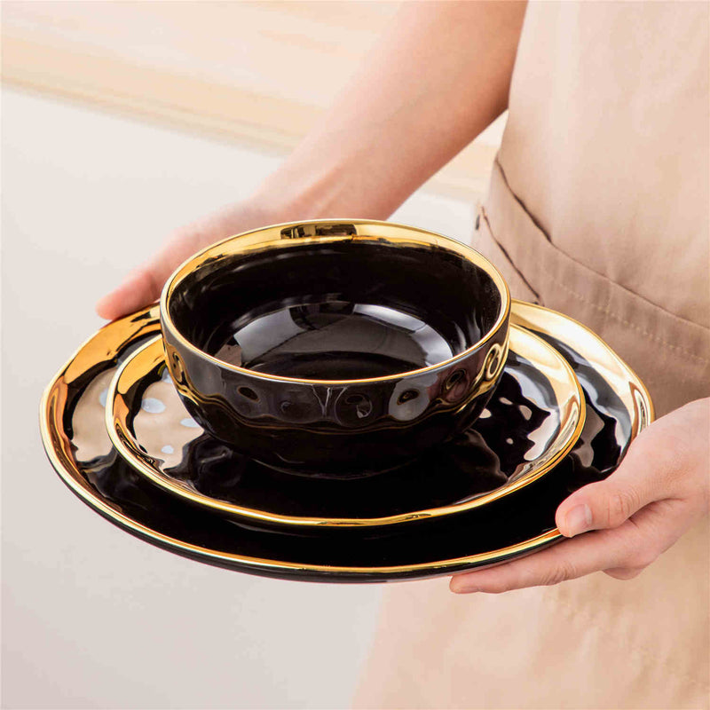 LOVECASA Gold Trim 12 Piece Dinnerware Set - Image 11