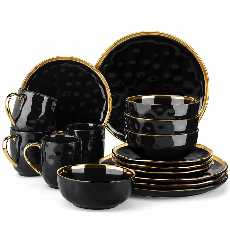 LOVECASA Gold Trim 16 Piece Dinnerware Set - Image 7