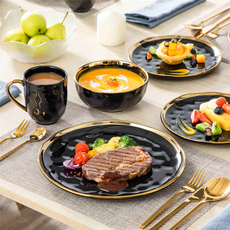 LOVECASA Gold Trim 16 Piece Dinnerware Set - Image 8