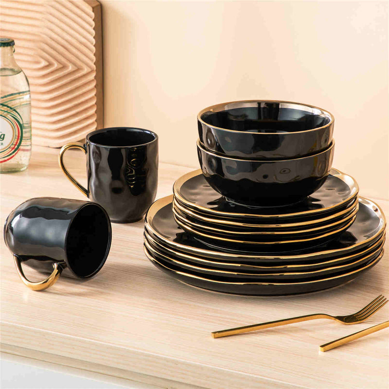 LOVECASA Gold Trim 16 Piece Dinnerware Set - Image 10