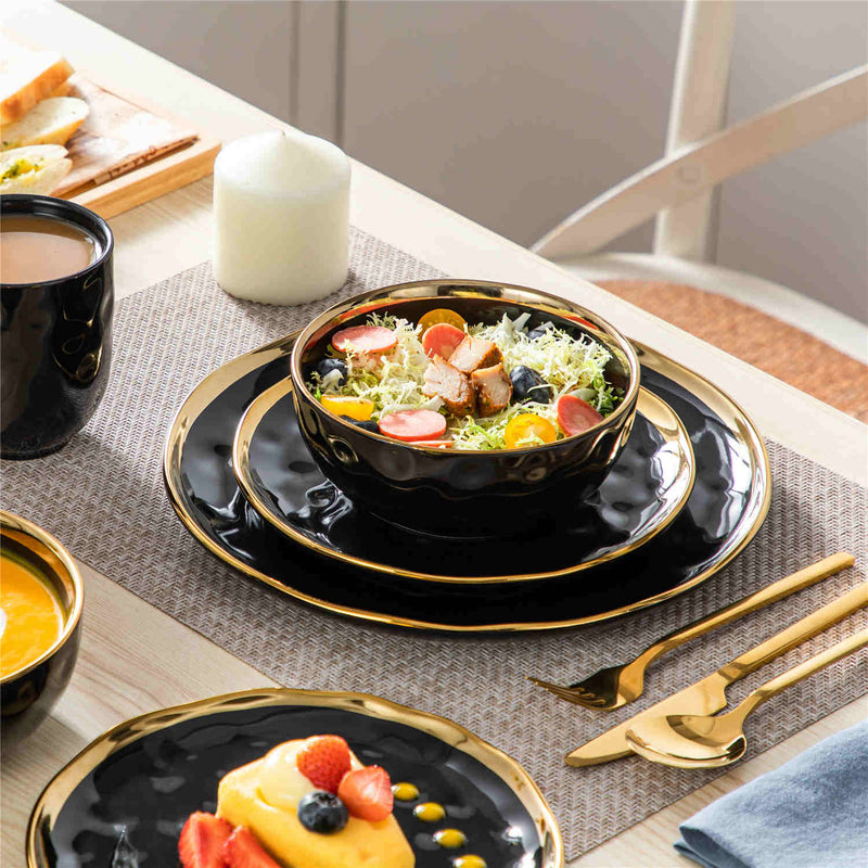 LOVECASA Gold Trim 16 Piece Dinnerware Set - Image 11