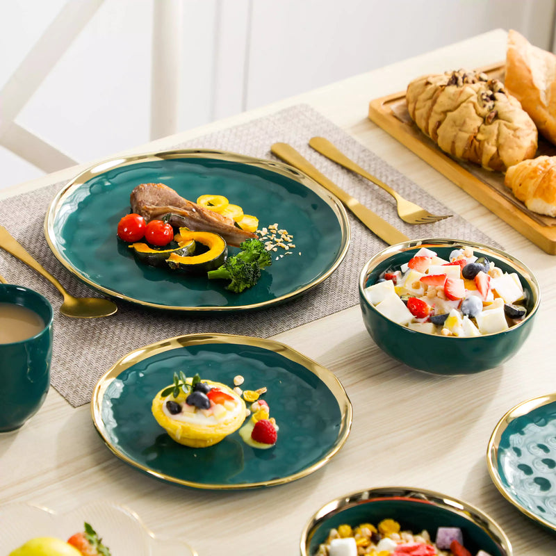 LOVECASA Gold Trim 16 Piece Dinnerware Set - Image 14