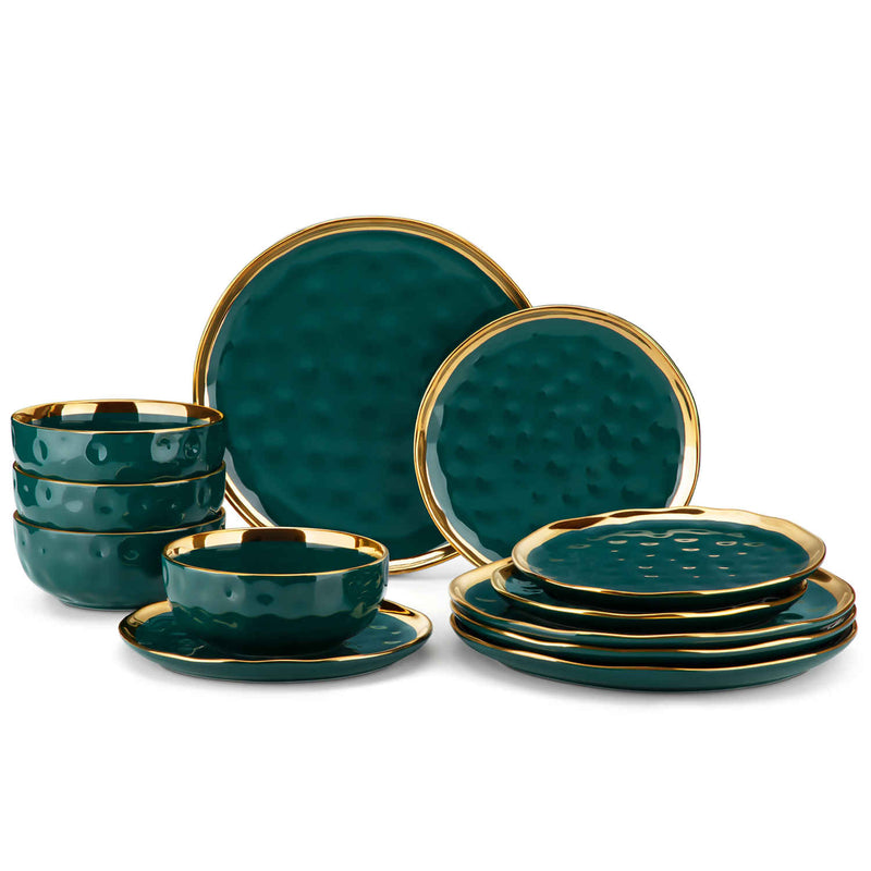 LOVECASA Gold Trim 12 Piece Dinnerware Set - Image 13