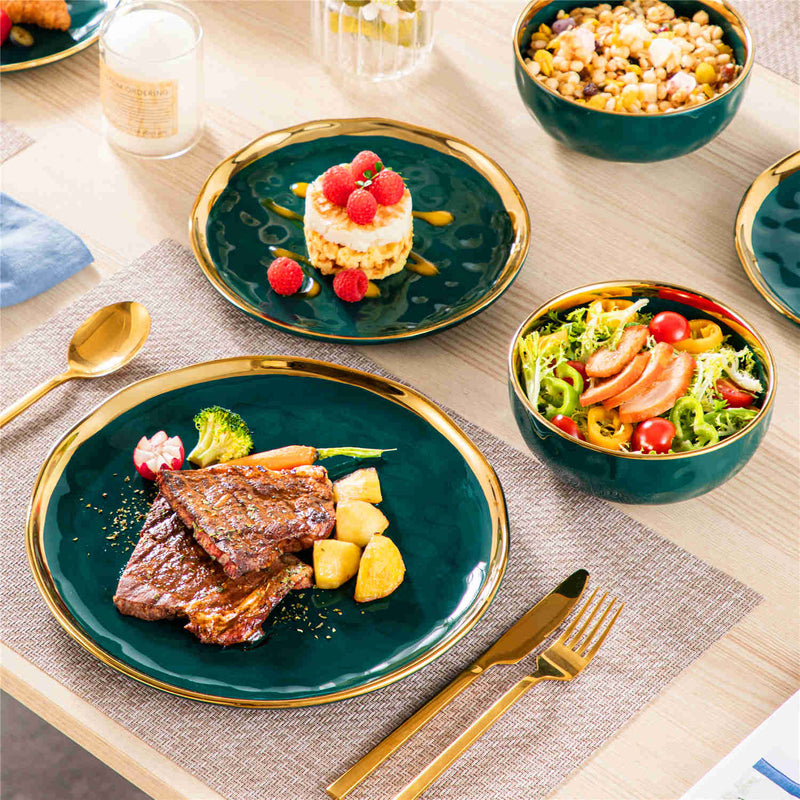 LOVECASA Gold Trim 12 Piece Dinnerware Set - Image 14