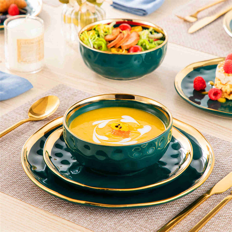 LOVECASA Gold Trim 12 Piece Dinnerware Set - Image 15