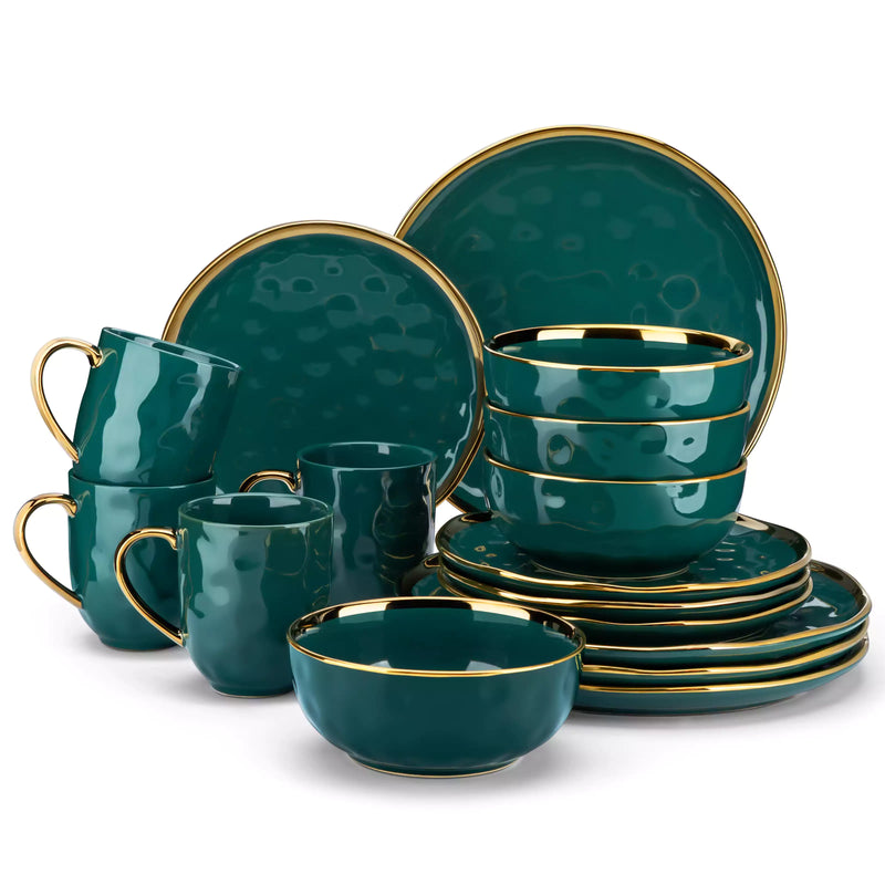 LOVECASA Gold Trim 16 Piece Dinnerware Set - Image 13