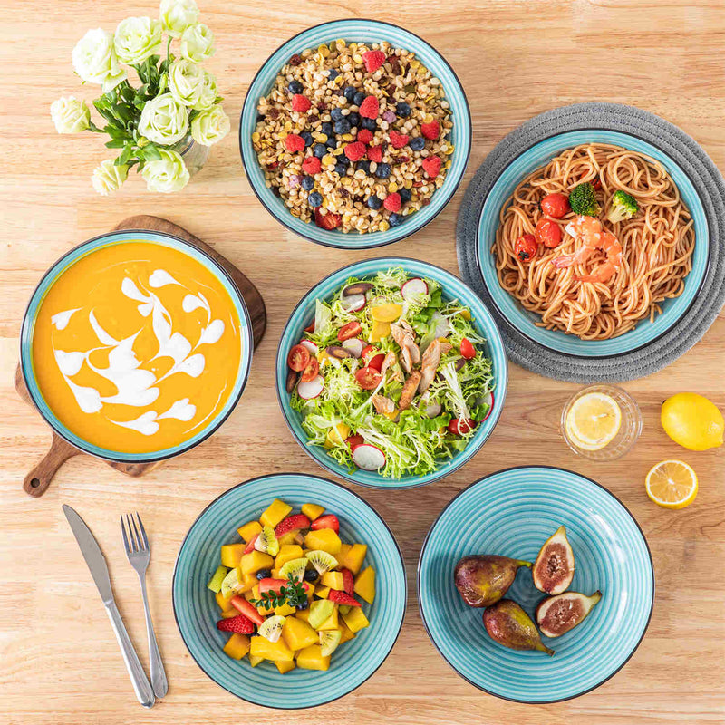 Bonbon Large Double-Sided Pasta Bowls Set of 6 - Image 9