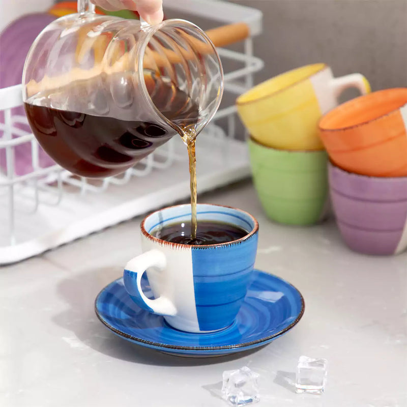 Bonita Multicolor Cups and Saucers Set of 6 - Image 3