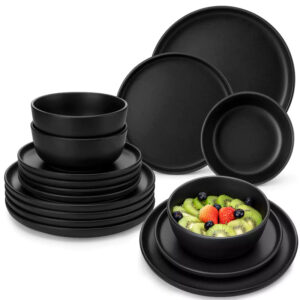 Playa 36 Piece Matte Black Dinnerware Set for 12