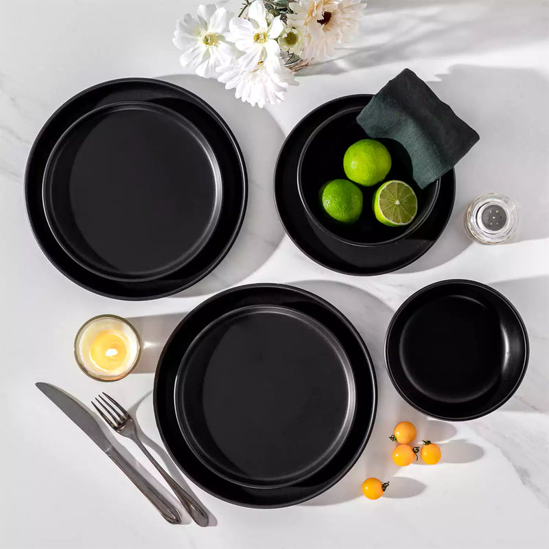 Playa 36 Piece Matte Black Dinnerware Set for 12 - Image 6