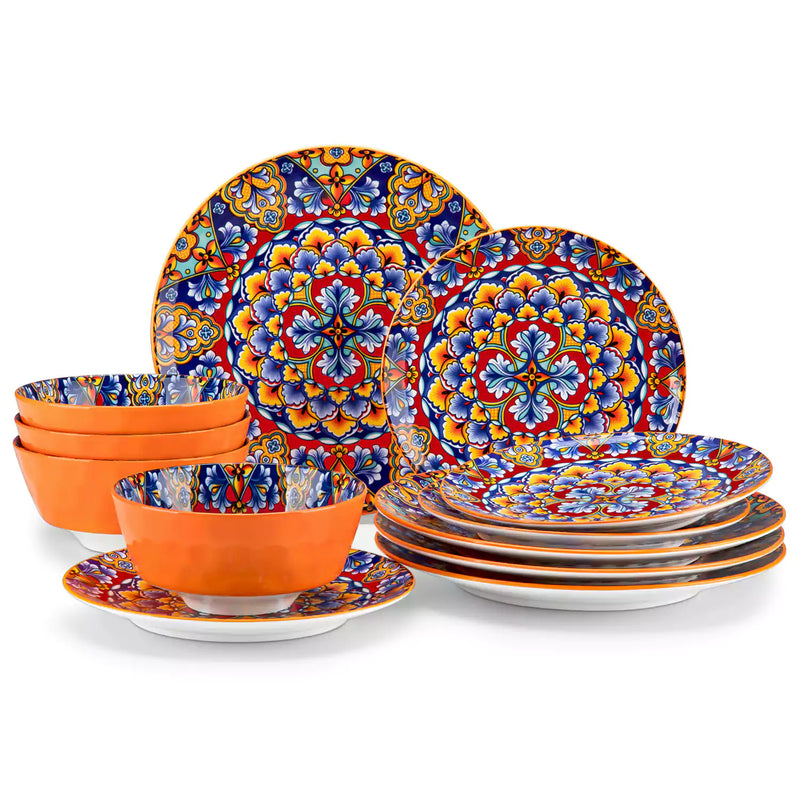 Simi 12 Piece Dinnerware Set with Front-Only Pattern - Image 12