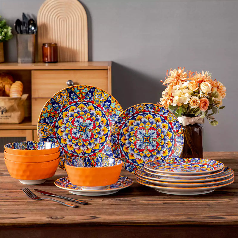 Simi 12 Piece Dinnerware Set with Front-Only Pattern - Image 20