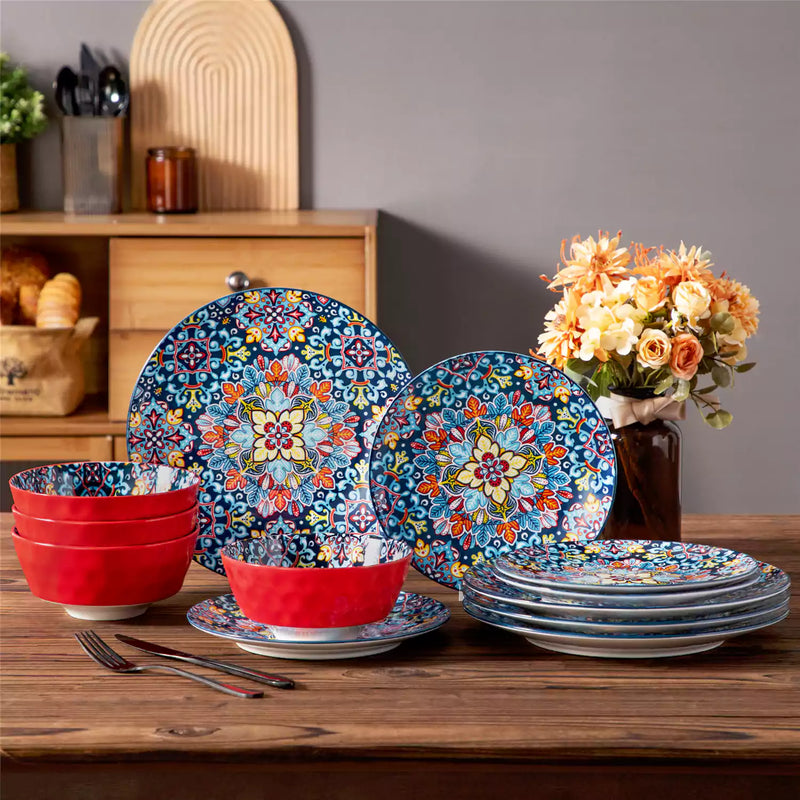 Simi 12 Piece Dinnerware Set with Front-Only Pattern - Image 32