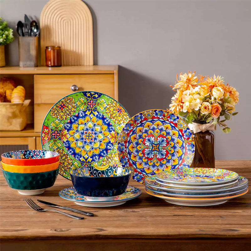 Simi 12 Piece Dinnerware Set with Front-Only Pattern - Image 10
