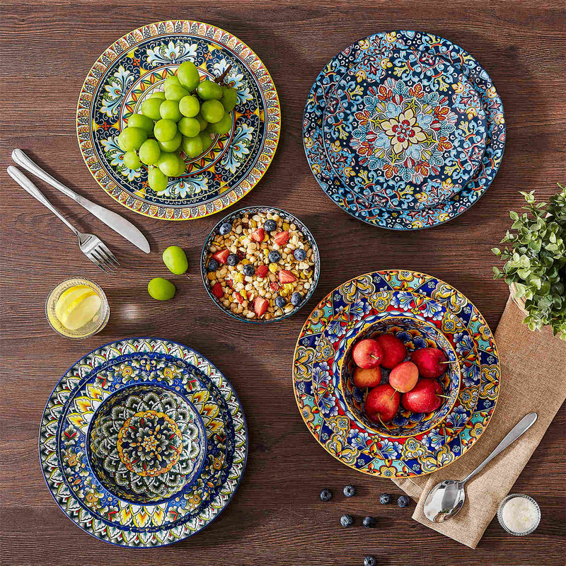 Simi 18 Piece Dinnerware Set with Double-Sided Bowls - Image 2