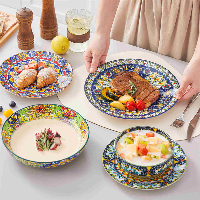 Simi 24 Piece Dinnerware Set with Double-Sided Bowls - Image 4