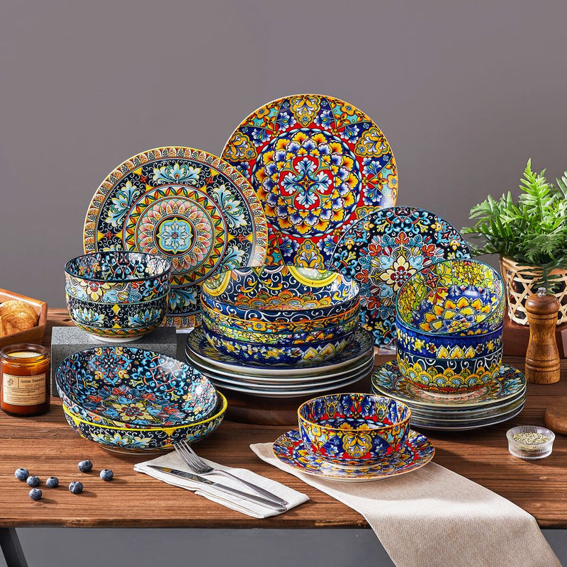 Simi 24 Piece Dinnerware Set with Double-Sided Bowls - Image 14