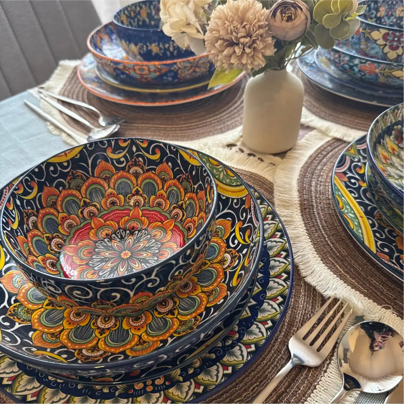 Simi 24 Piece Dinnerware Set with Double-Sided Bowls - Image 2