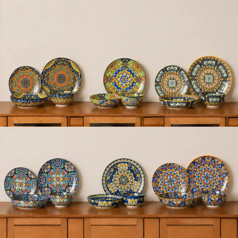Simi 24 Piece Dinnerware Set with Double-Sided Bowls - Image 17
