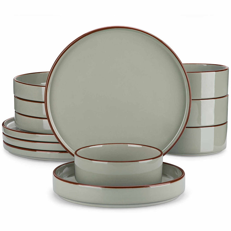 Venus 12 Piece Glossy Dinnerware Set with Pasta Bowls