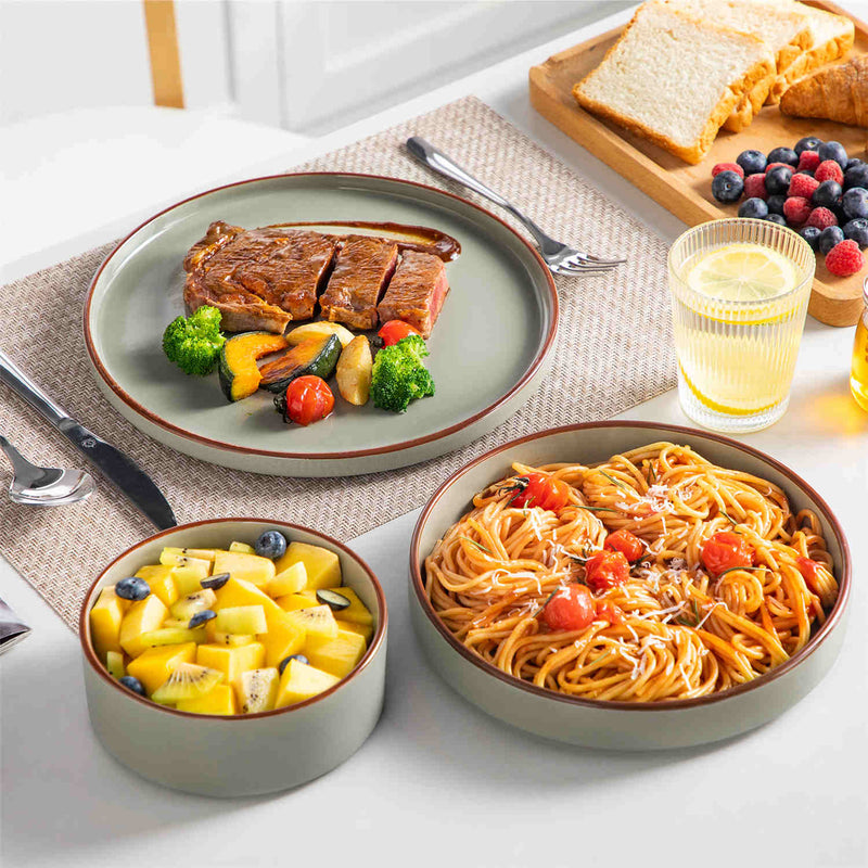 Venus 12 Piece Glossy Dinnerware Set with Pasta Bowls - Image 2