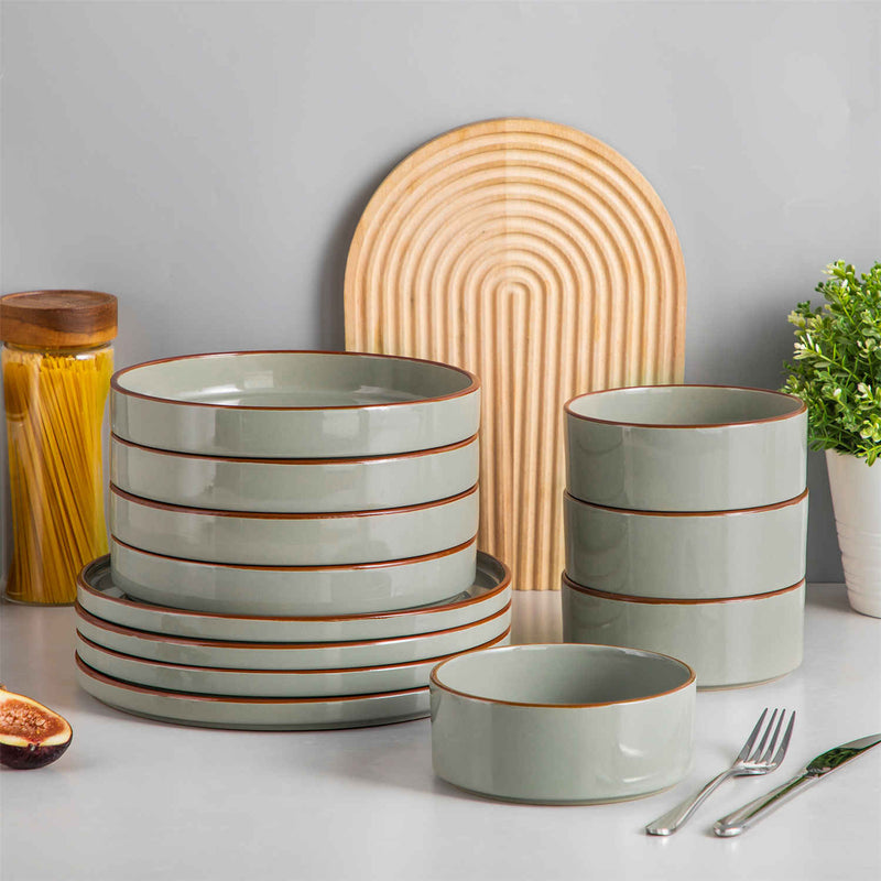Venus 12 Piece Glossy Dinnerware Set with Pasta Bowls - Image 3