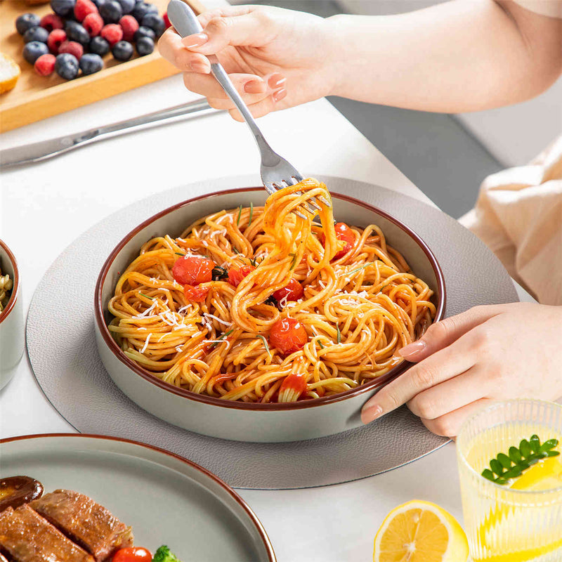 Venus 12 Piece Glossy Dinnerware Set with Pasta Bowls - Image 6