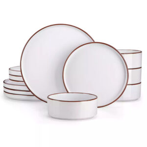Venus 12 Piece Glossy White Dinnerware Set