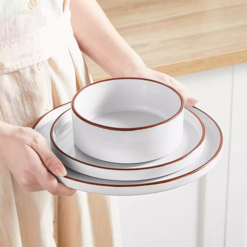 Venus 12 Piece Glossy White Dinnerware Set - Image 6