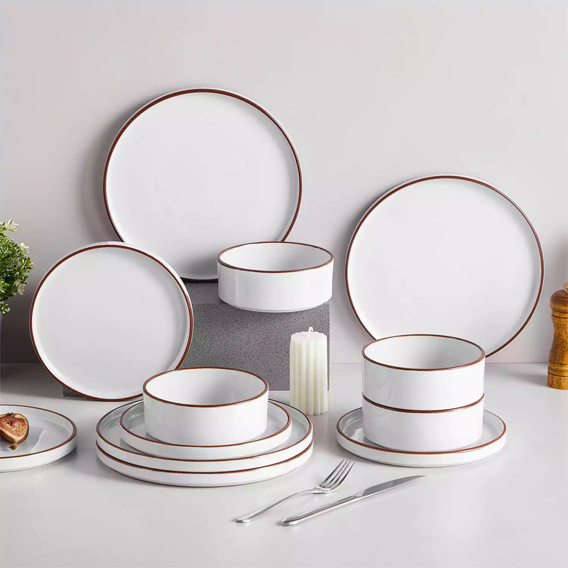 Venus 12 Piece Glossy White Dinnerware Set - Image 8