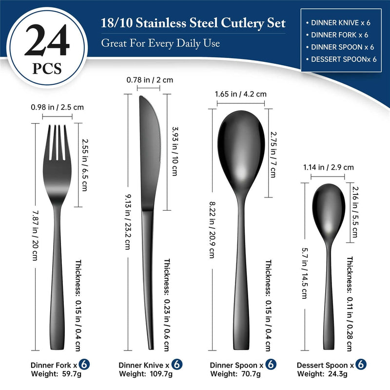 24 Piece Flatware Set Squared Tip Service for 6 - Image 27