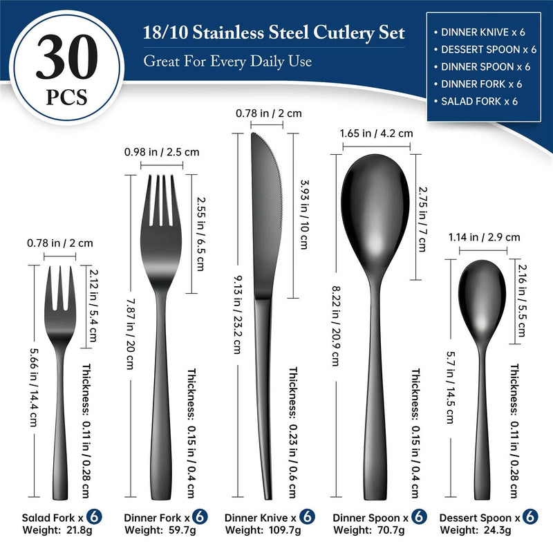30 Piece Flatware Set Squared Tip Service for 6 - Image 19