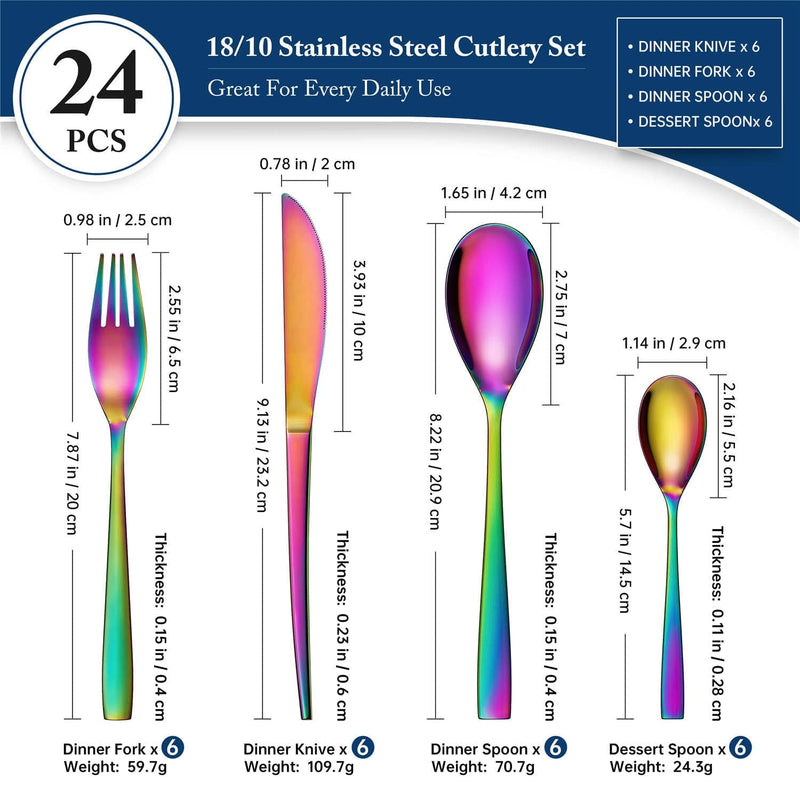 24 Piece Flatware Set Squared Tip Service for 6 - Image 45