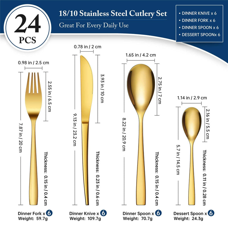 24 Piece Flatware Set Squared Tip Service for 6 - Image 18