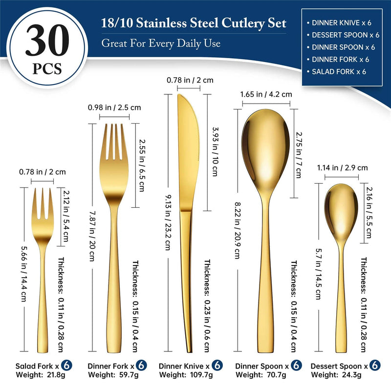 30 Piece Flatware Set Squared Tip Service for 6 - Image 10