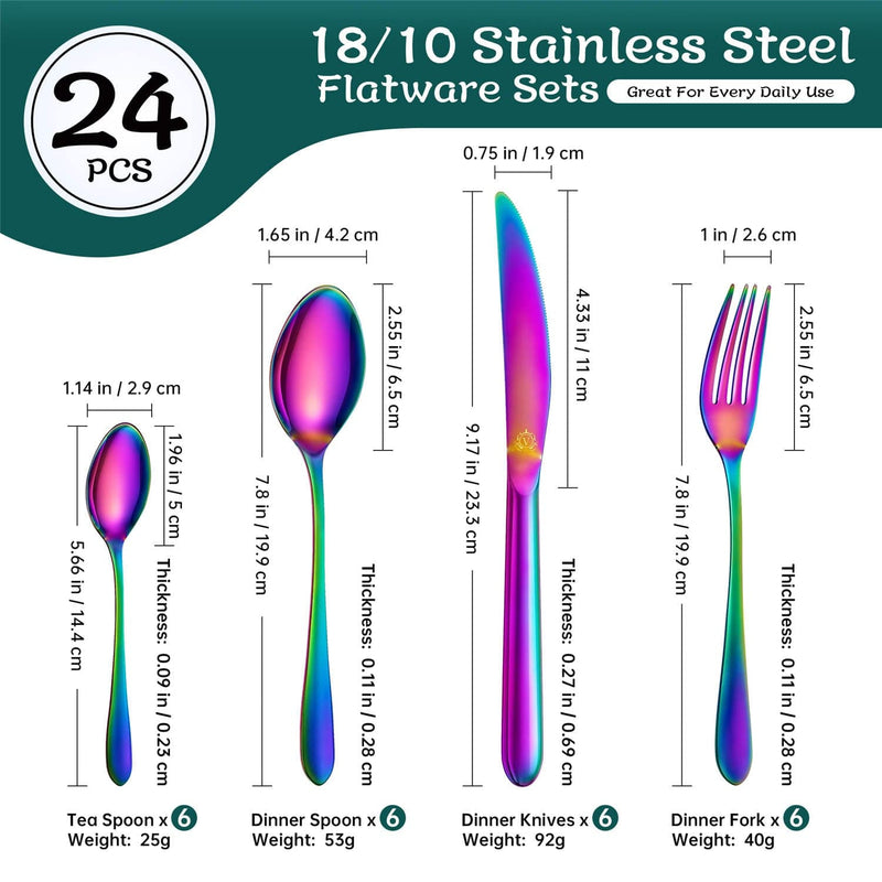 24 Piece Flatware Set Rounded Tip Service for 6 - Image 35