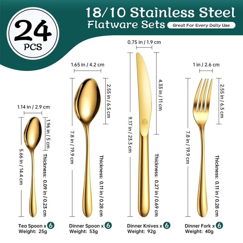 24 Piece Flatware Set Rounded Tip Service for 6 - Image 9