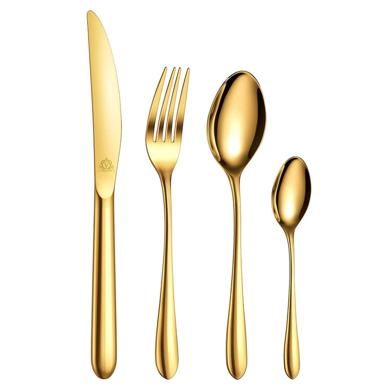 24 Piece Flatware Set Rounded Tip Service for 6