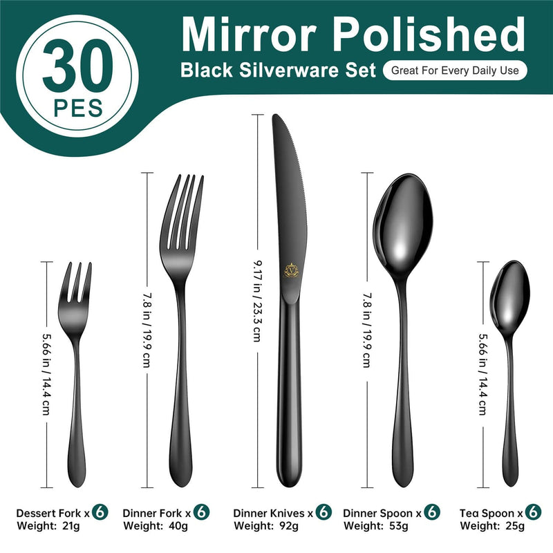 30 Piece Flatware Set Rounded Tip Service for 6 - Image 26