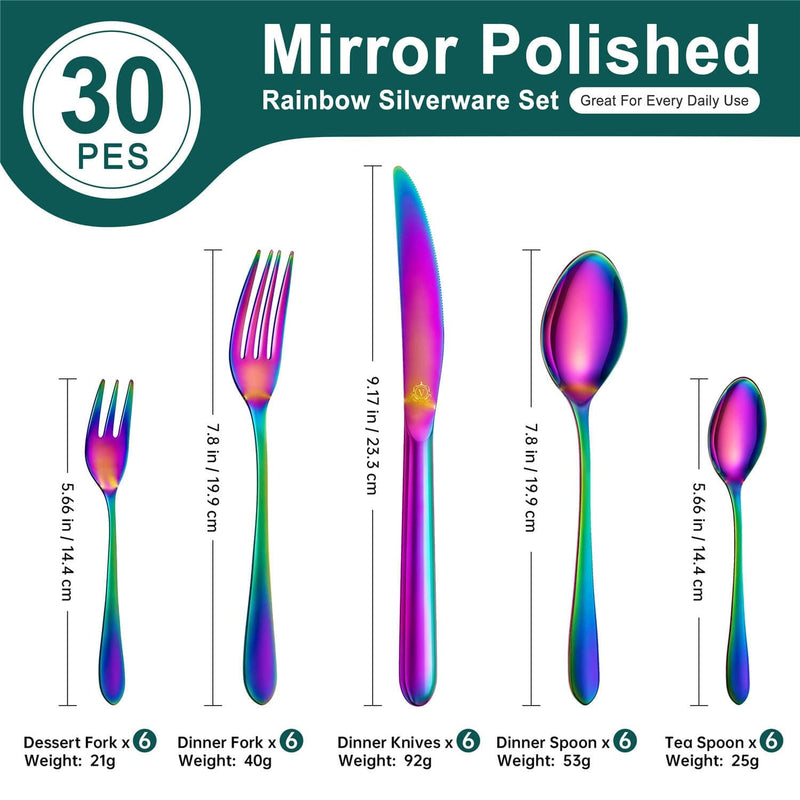 30 Piece Flatware Set Rounded Tip Service for 6 - Image 44