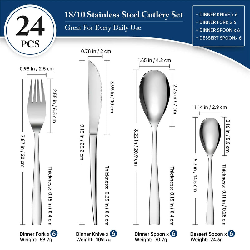 24 Piece Flatware Set Squared Tip Service for 6 - Image 9