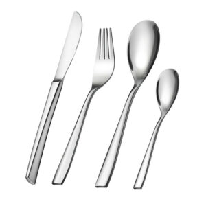 24 Piece Flatware Set Squared Tip Service for 6